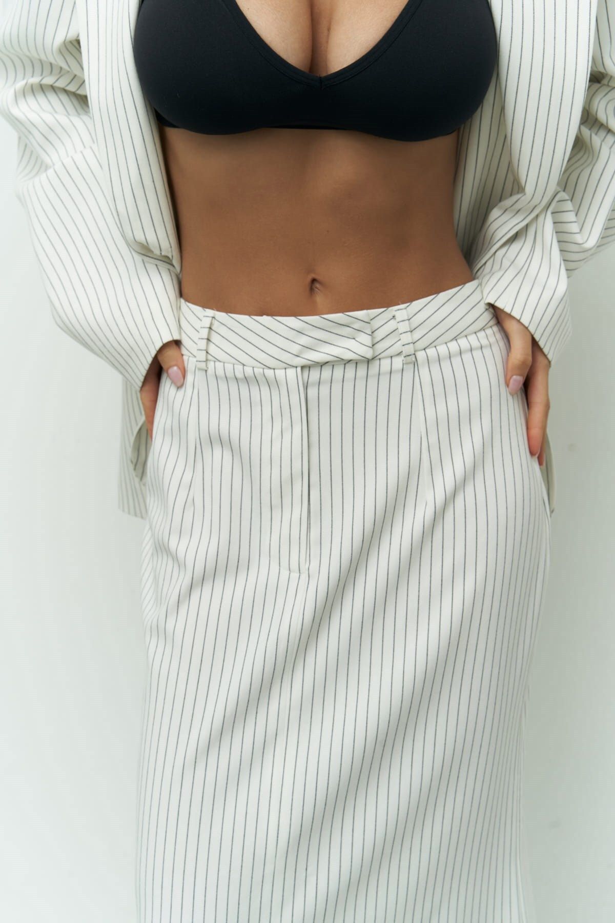 Bruno striped ecru skirt