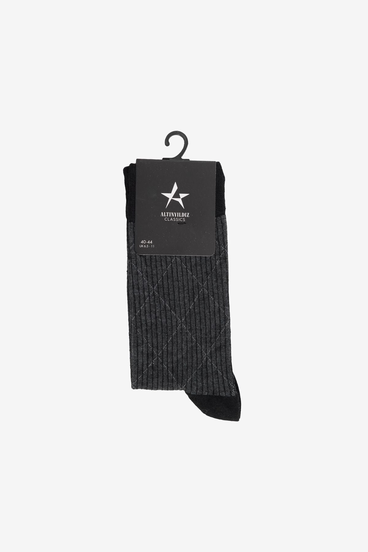 Men's black patterned bamboo single socks