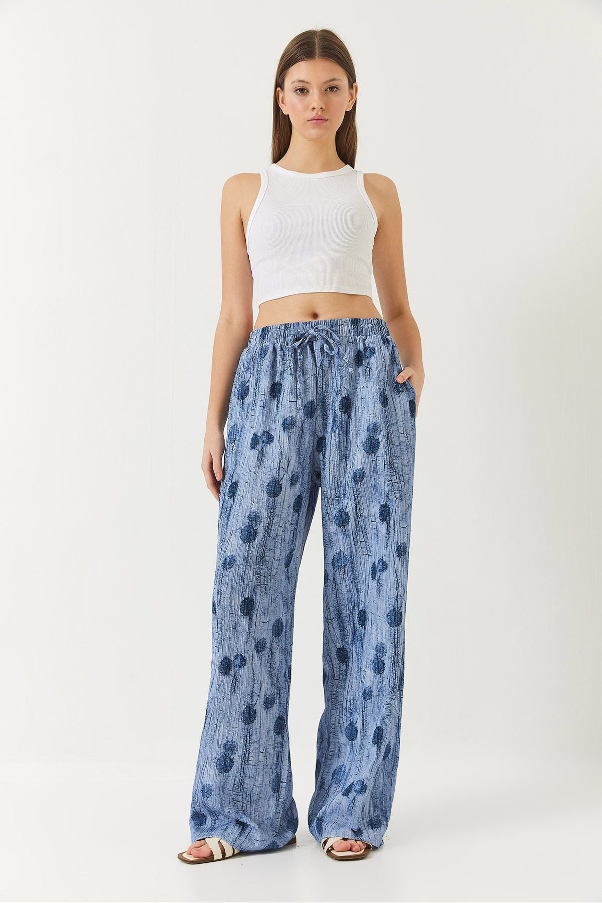 Women's Waist Lacık with Laccked Palazzo Pants 80167 60271064