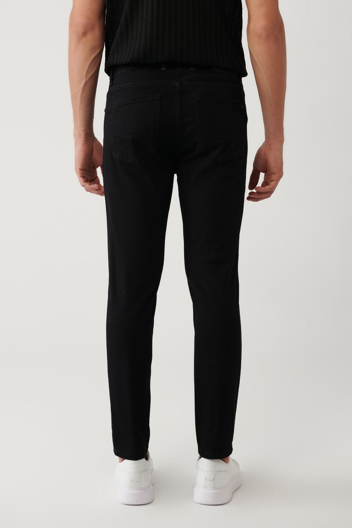 Men's black rinsa washed flexible cotton jeans pants A41y3513
