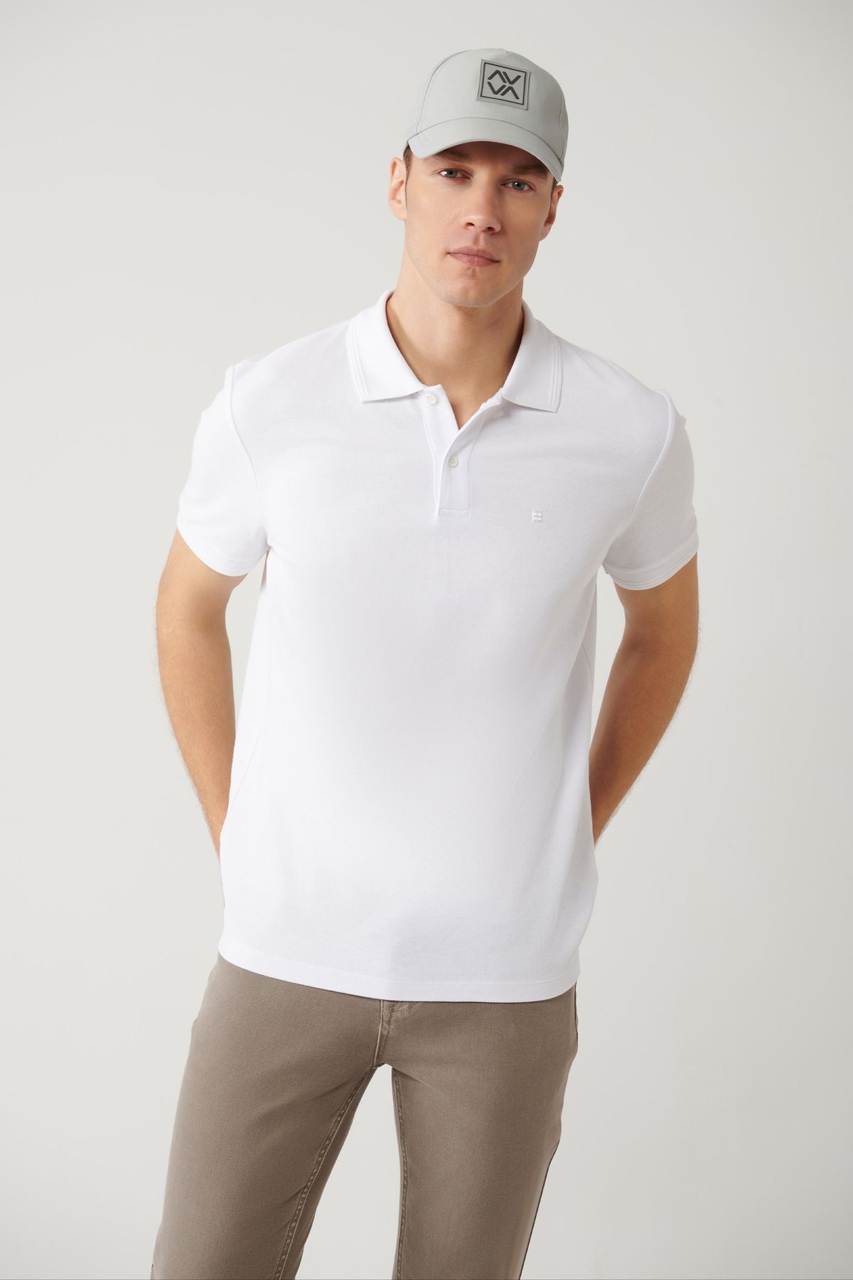 Men's White 100 %Cotton Fast Drying Polo Yaka T-shirt B001032