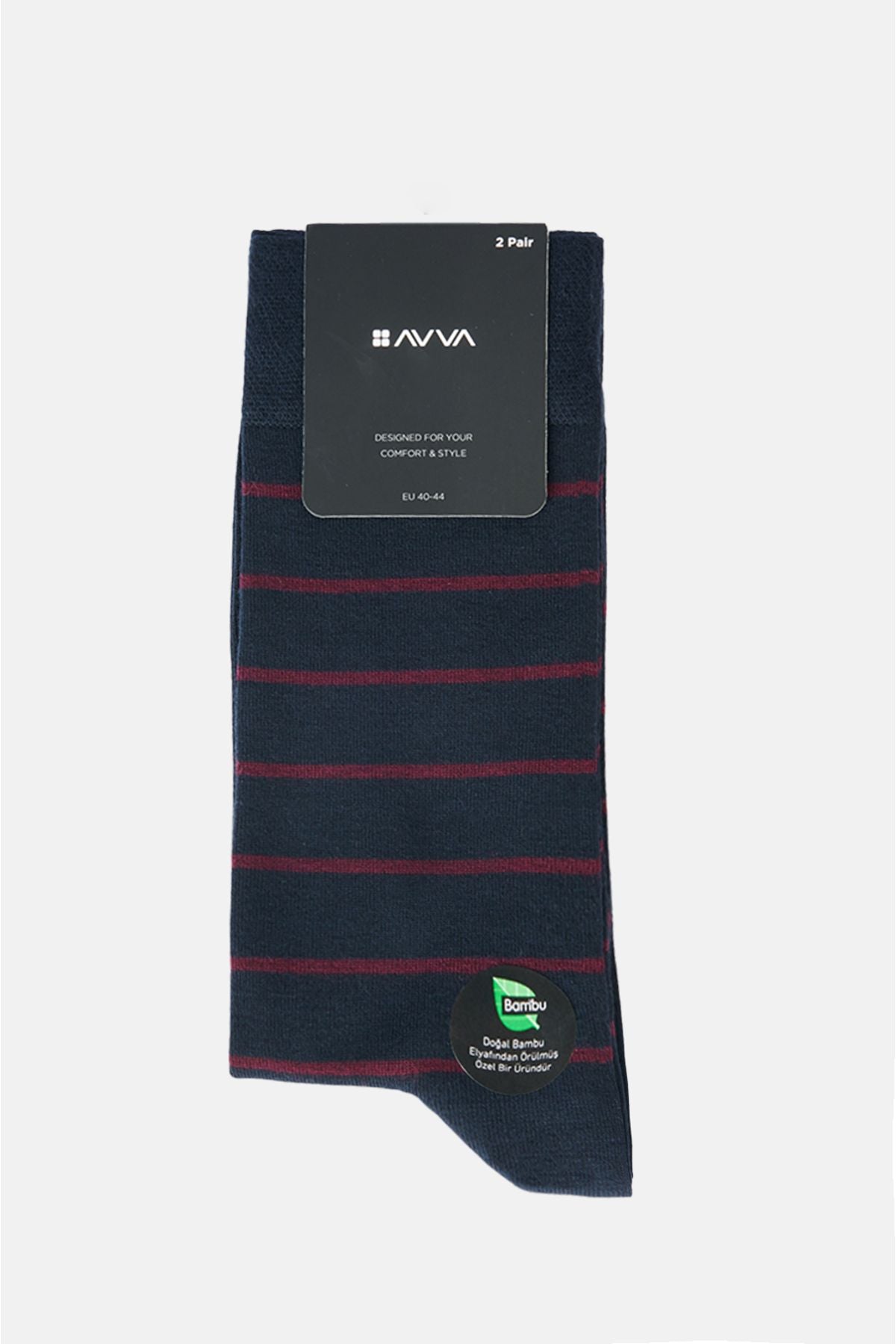 Men's navy blue 2 flat and striped bamboo socket socks A32y8515