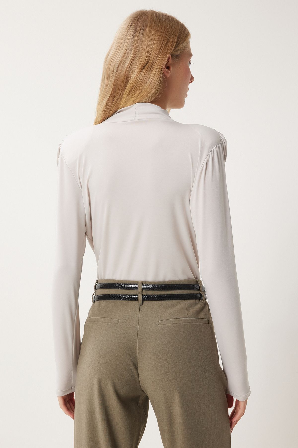 Female Beige Anvelop Yaka Sandy Blouse Zh00039