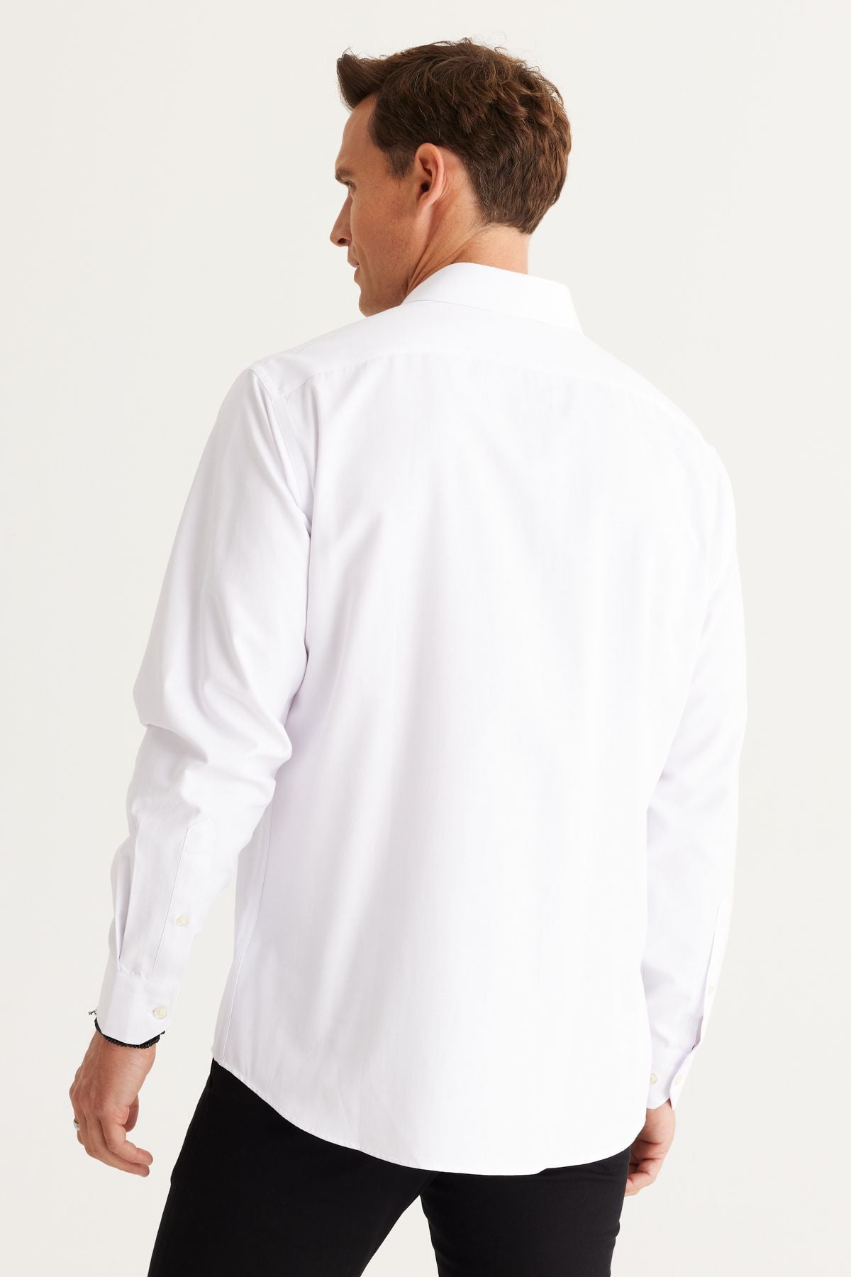 Men's White Comfort Fit Casual Cut Classic Neck Clause Amesty Shirt