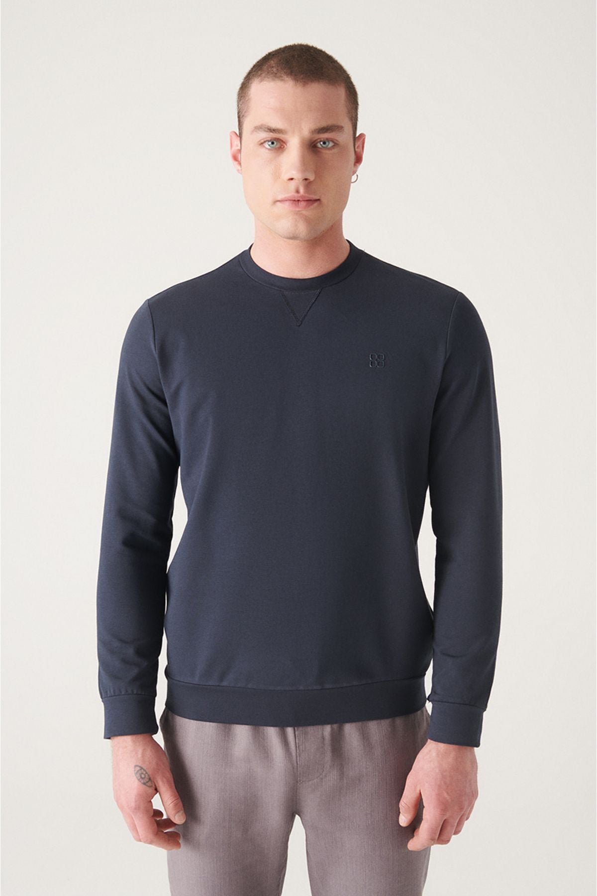 Men's Navy Bicycle Cotton Cotton Cotton 2 Triple Sweatshirt E001200