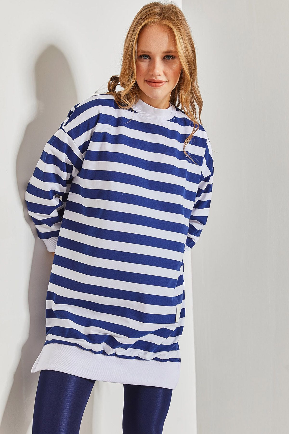 Women's striped long two yarns sweatshirt