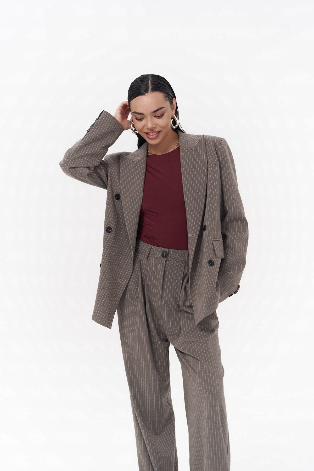 Bianda striped smoked blazer