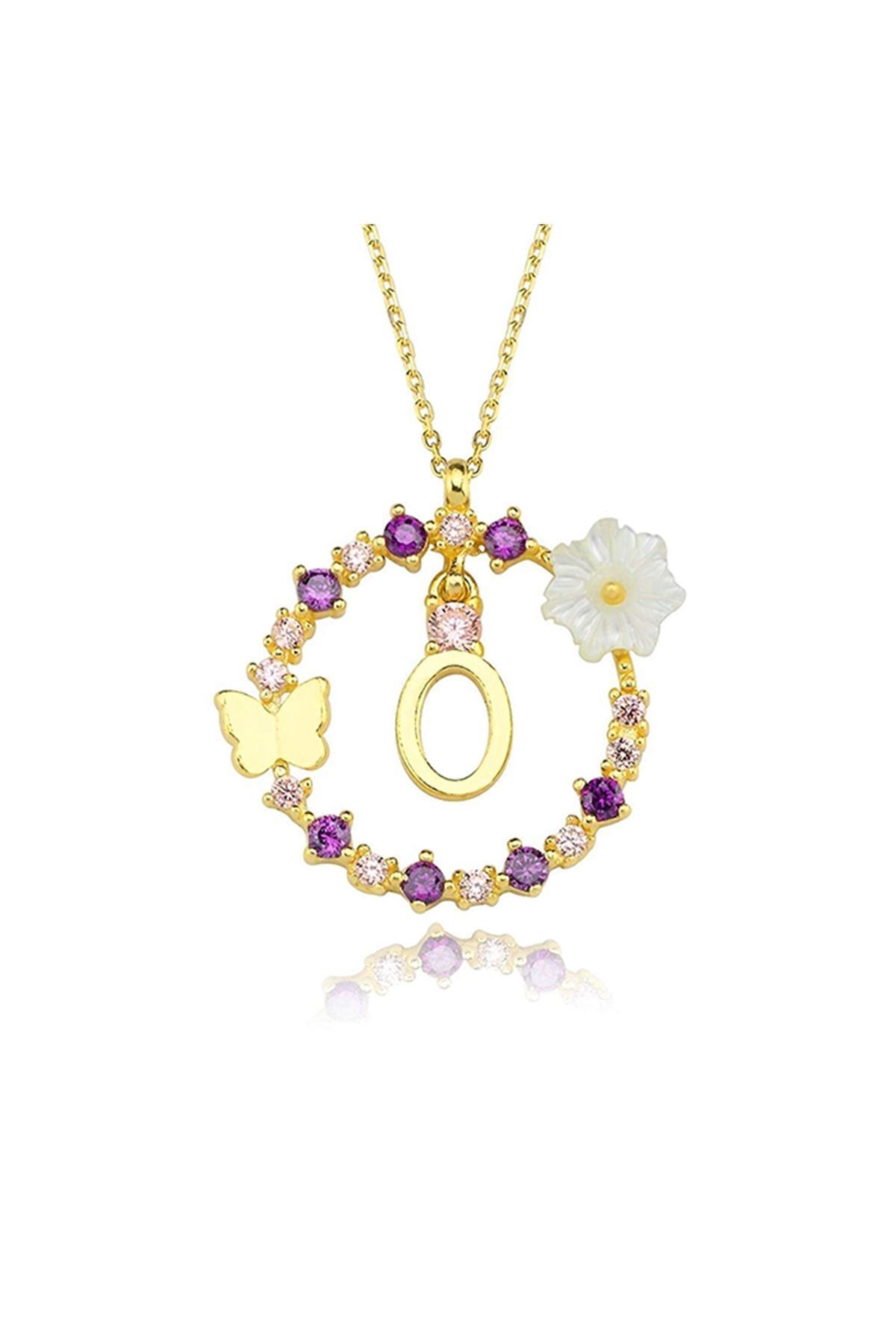Magnolia Flower Dreams Lighting 14k Gold O letter Women Necklace