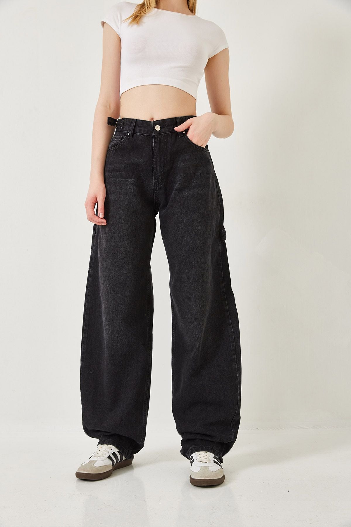 Women's Side Apolele Baggy denim pants 390-ykm 60261306