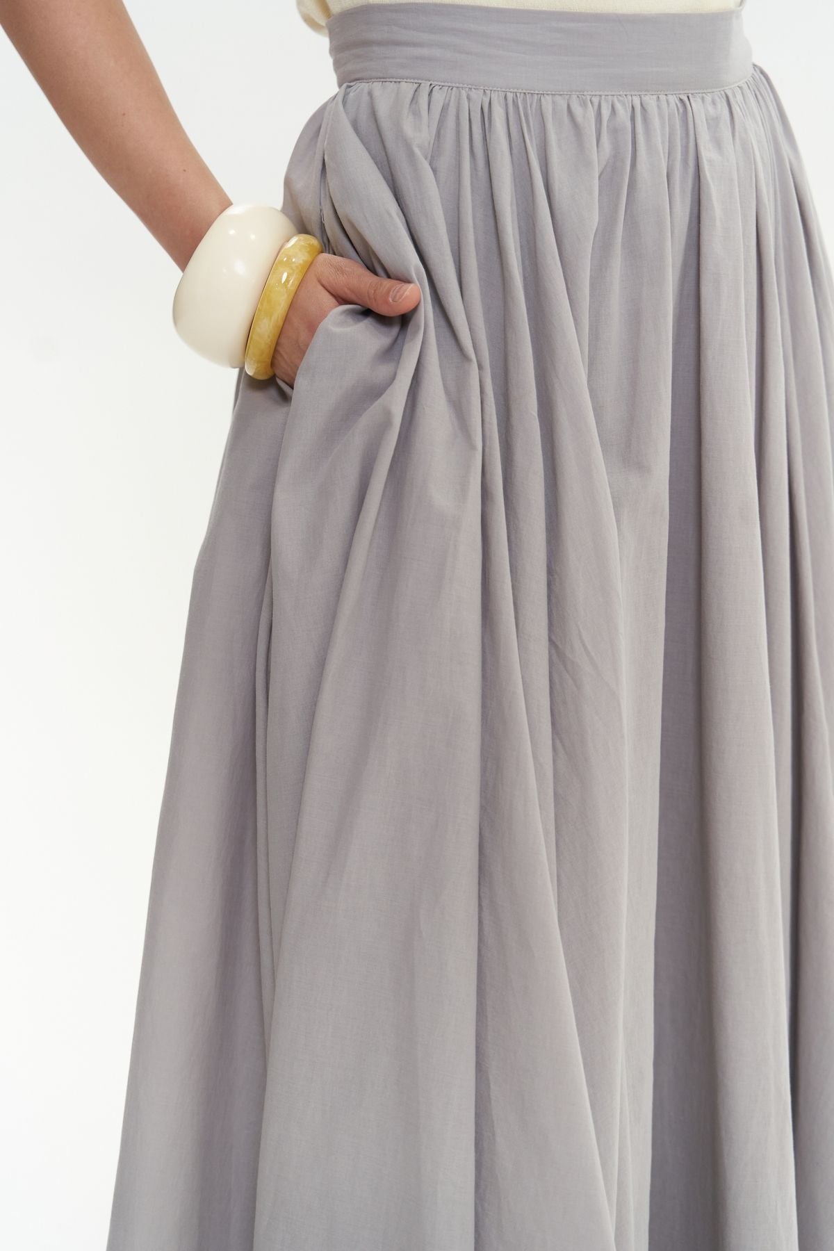 Faylinn Pleeled Long Gray Skirt