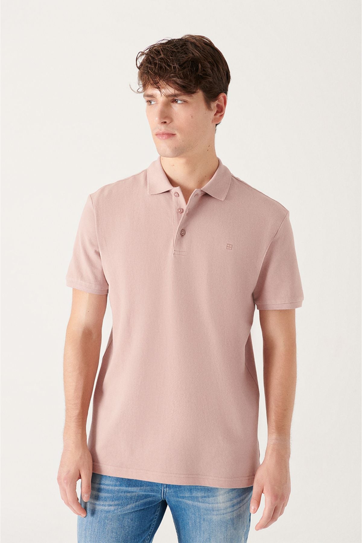 Ανδρικό μπλουζάκι Polo Yaka σε σκόνη 100% Cool Regular Fit E001004