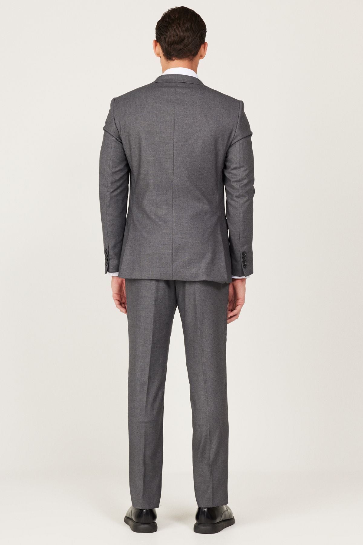 Men's anthracite slim fit narrow cut Mono collar Amesty Vest Suit Suit