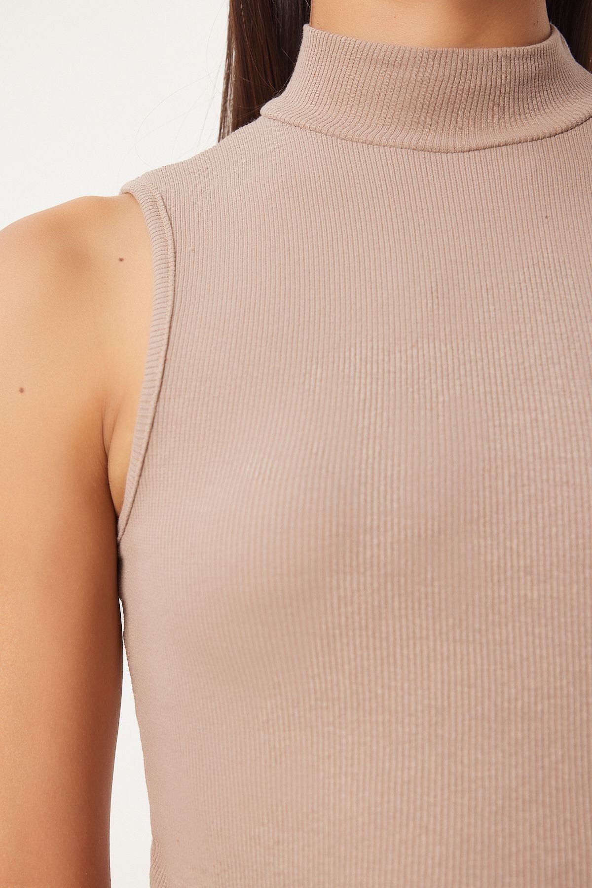 Female Tile Beige Fisherman Neck Sleeveless 2 Pack Weave Blouse GT00012