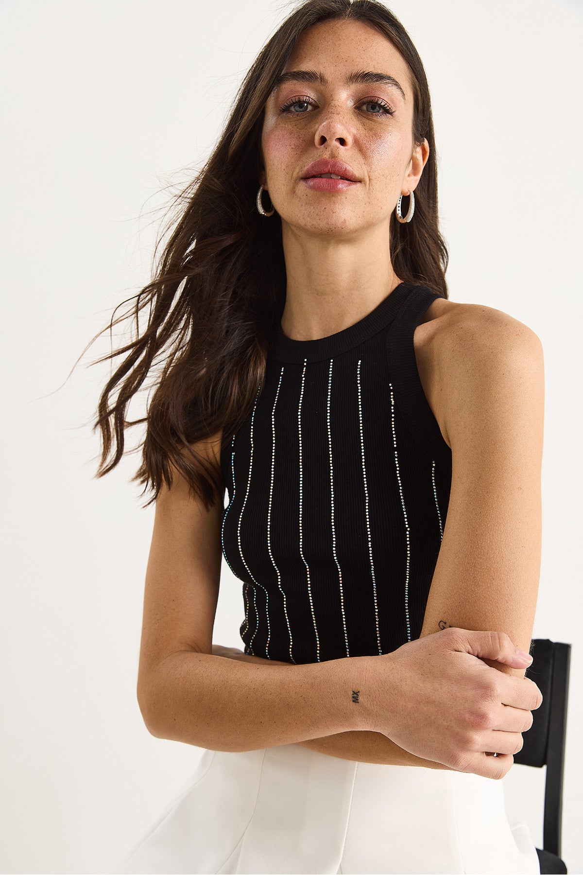 Women's Diamond Striped Basic Crop Blouse 60602063