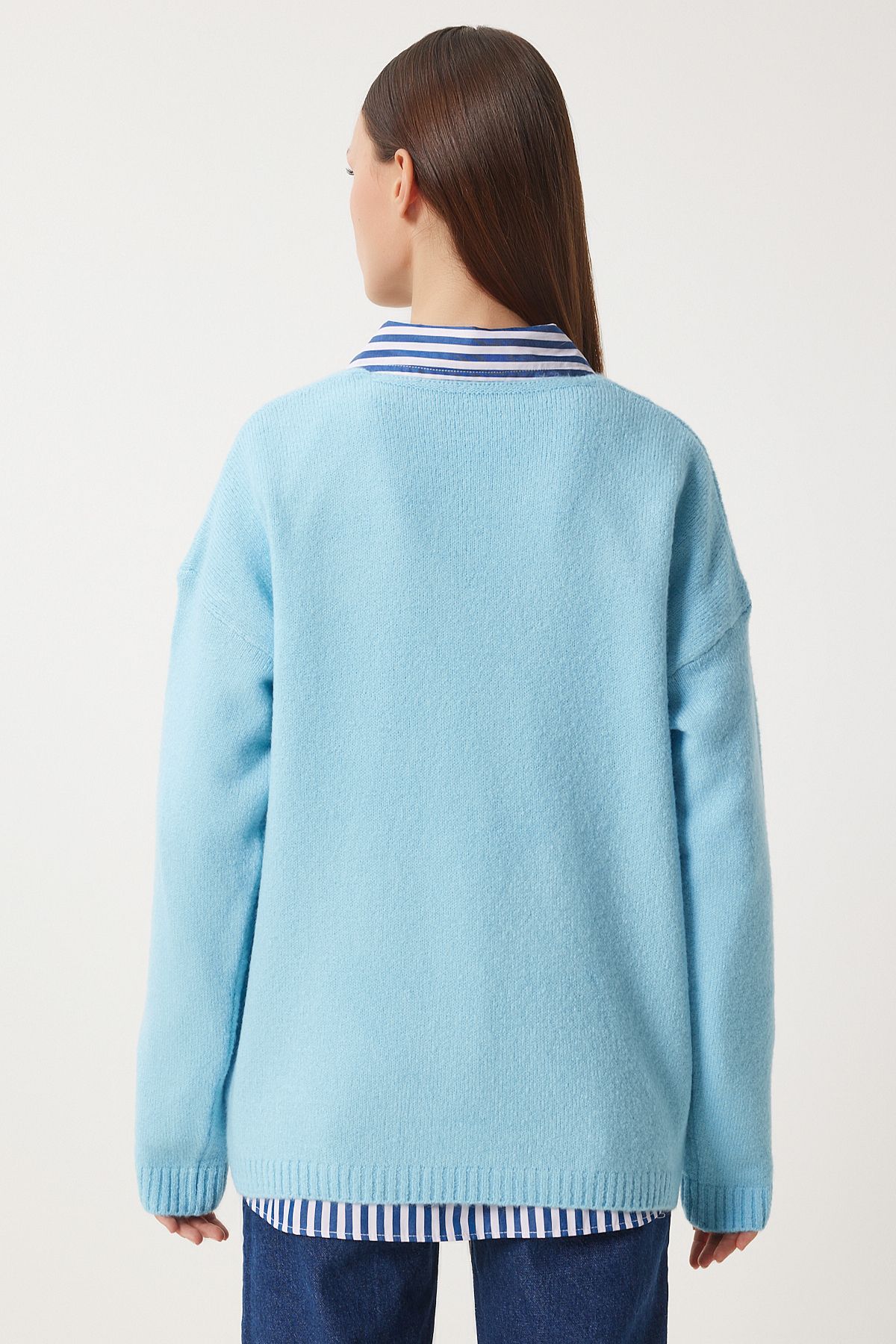 WOMEN LIGHT BLUE V -YAKA Knitwear Kazakh ZA00063