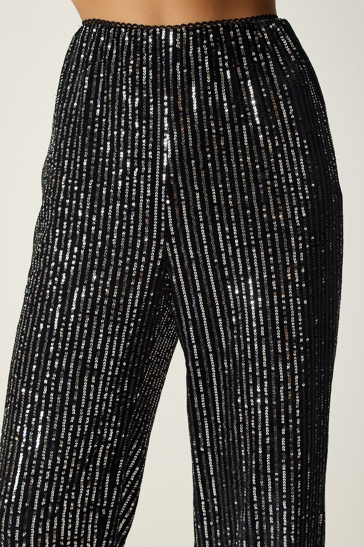 Women's gray stamp sequin palazzo pants MC00250