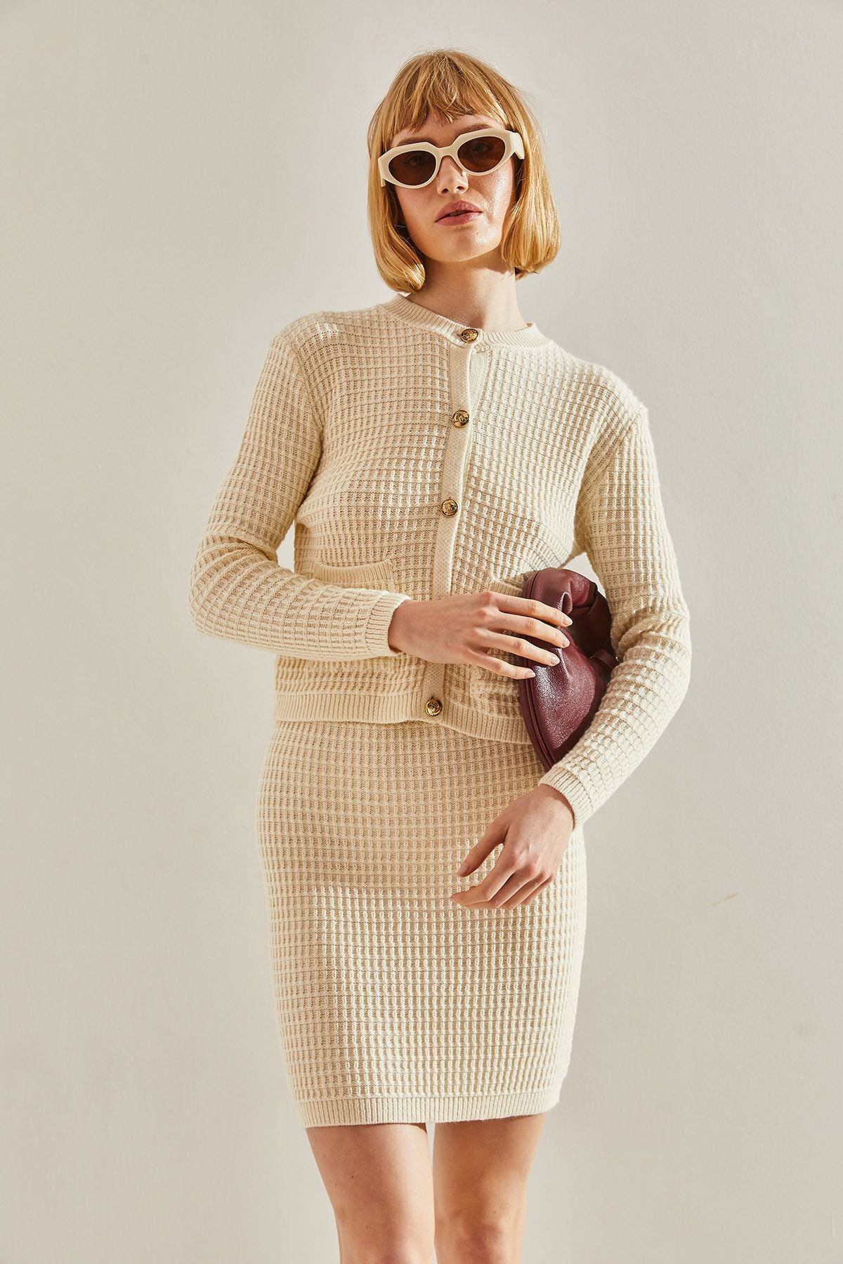 Women's skirt with vest upper knitwear team 20246017