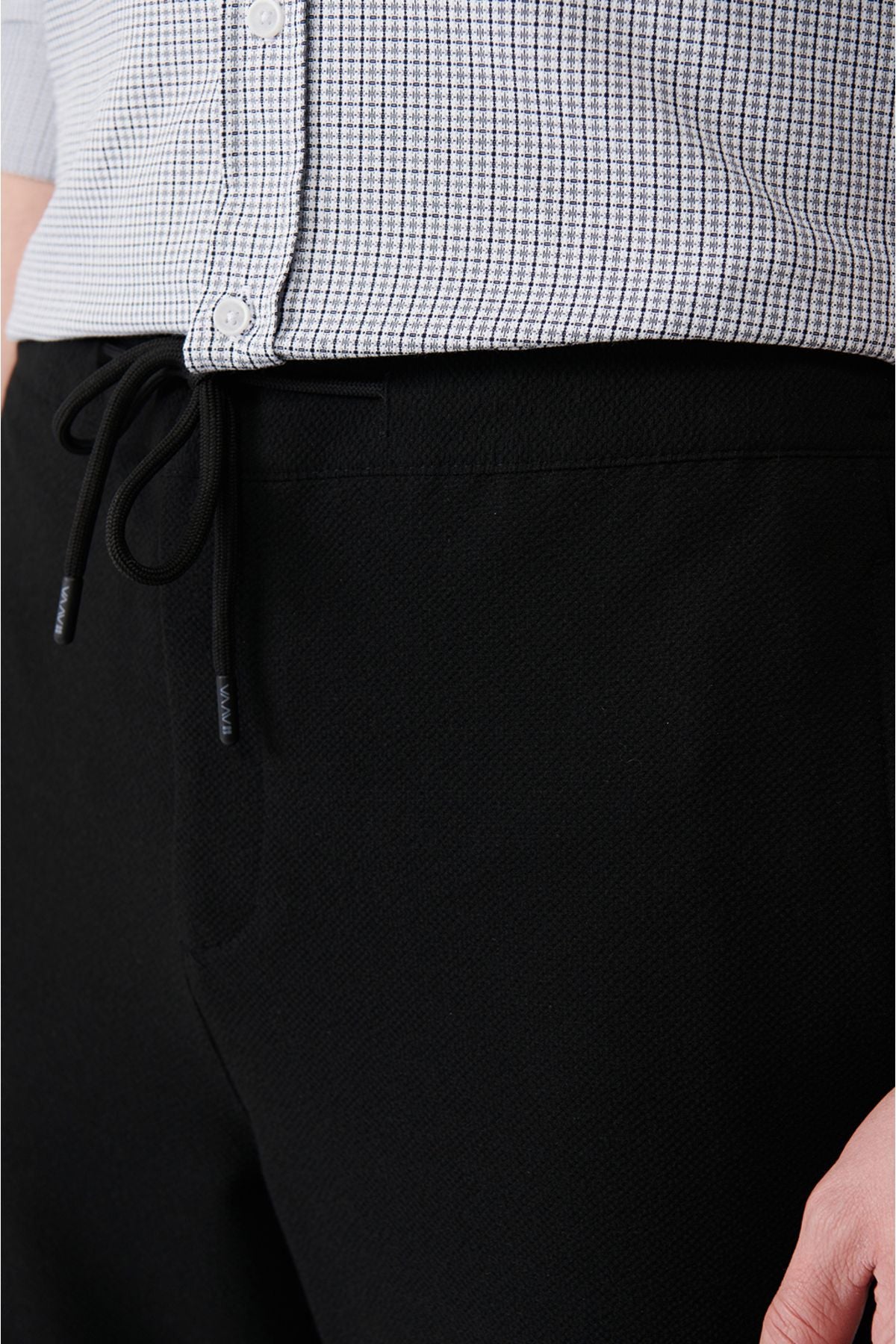 Men's Black Side Pocket Waist Waist Duble Paça Wedding Pants B003026