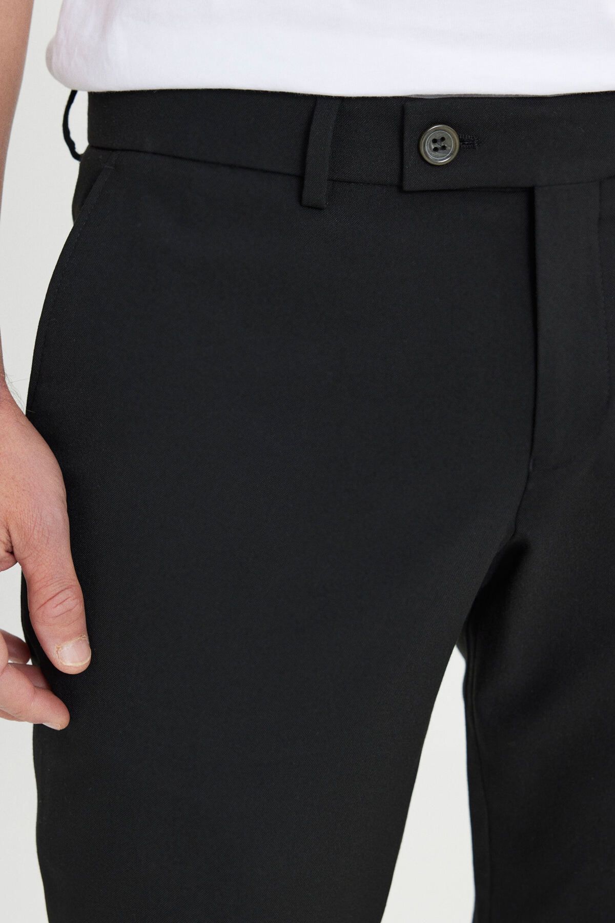 Men's black slim fit Italian cutting side pocket flexible casual trousers