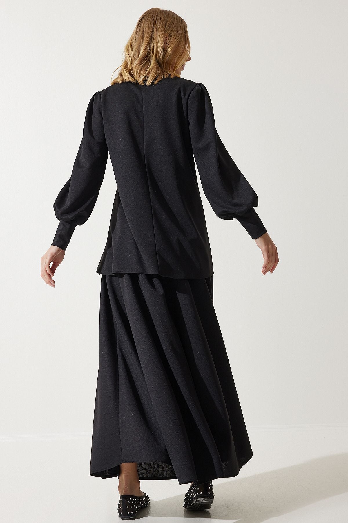 Women's Black Tunic Skirt Knitting Set DD01317