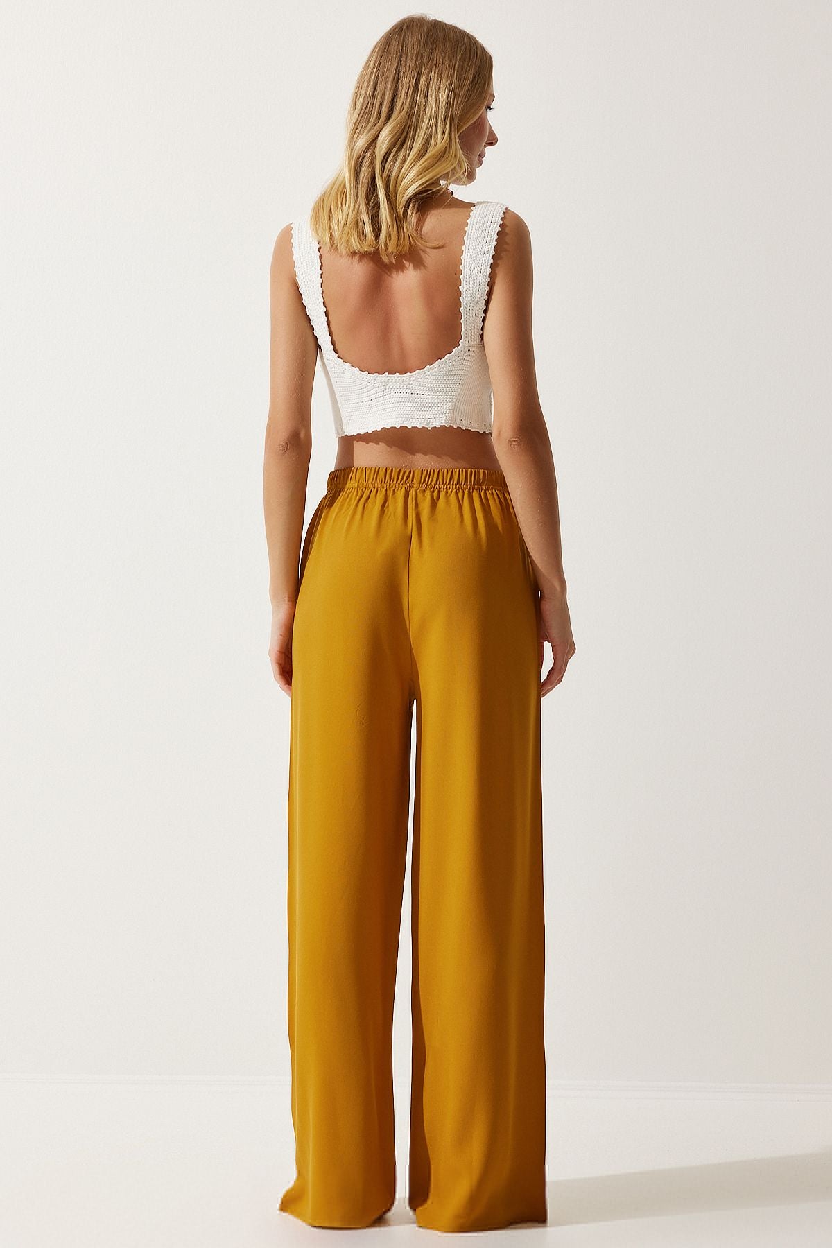 Female Mustard Summer Viscose Palazzo Pants EN00610