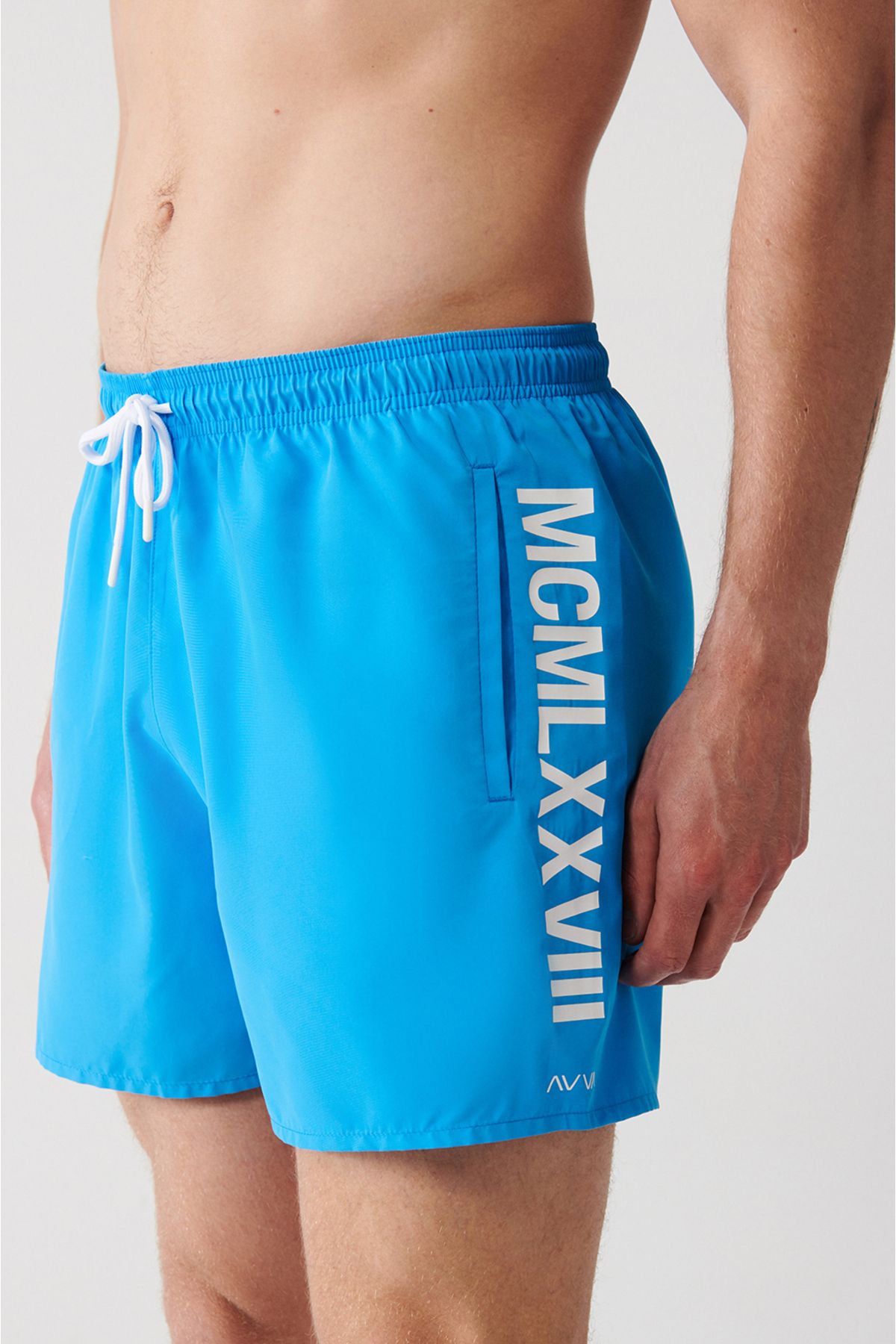 Men's white-turquoise fast-drying printed standard Size Mayo Sea Short E003802
