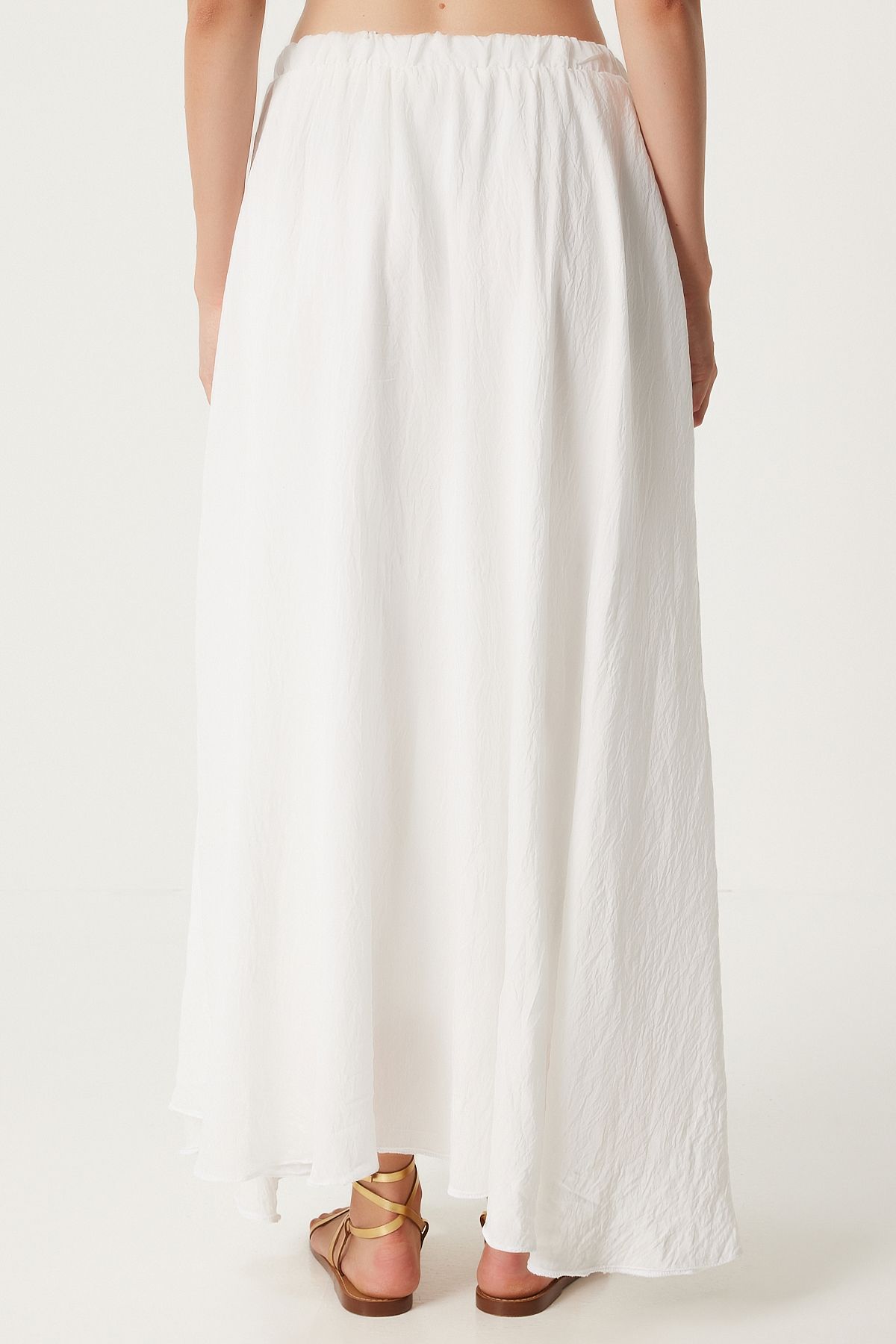 WOMEN ECRU FLY FLOCK MIXED Long Skirt DP00209