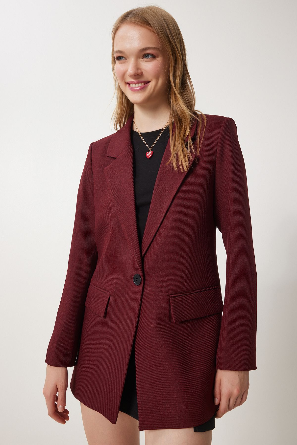 Woman Bordeaux Paddy Woven Blazer Jacket HL00005