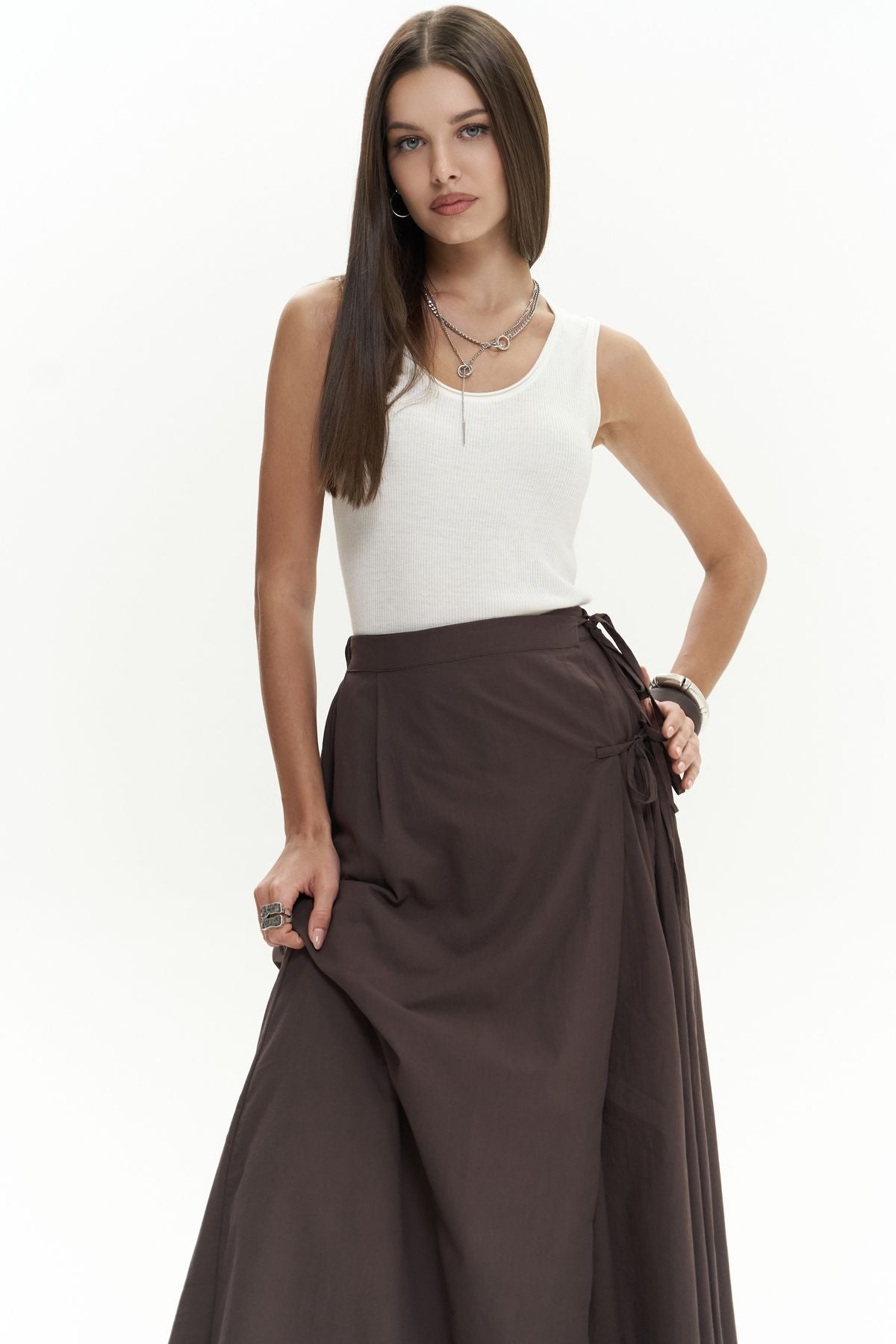 Aida Rope Detail Pleated Aida Skirt