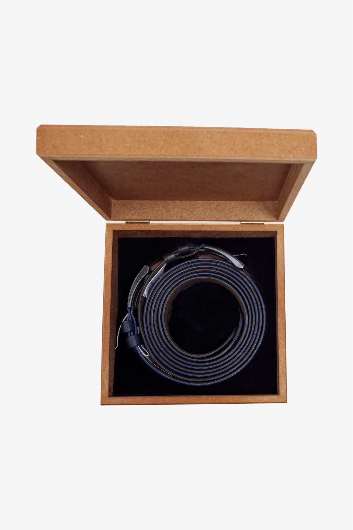 Men's black-brown special wooden gift box 2 casual belt set groom bundle