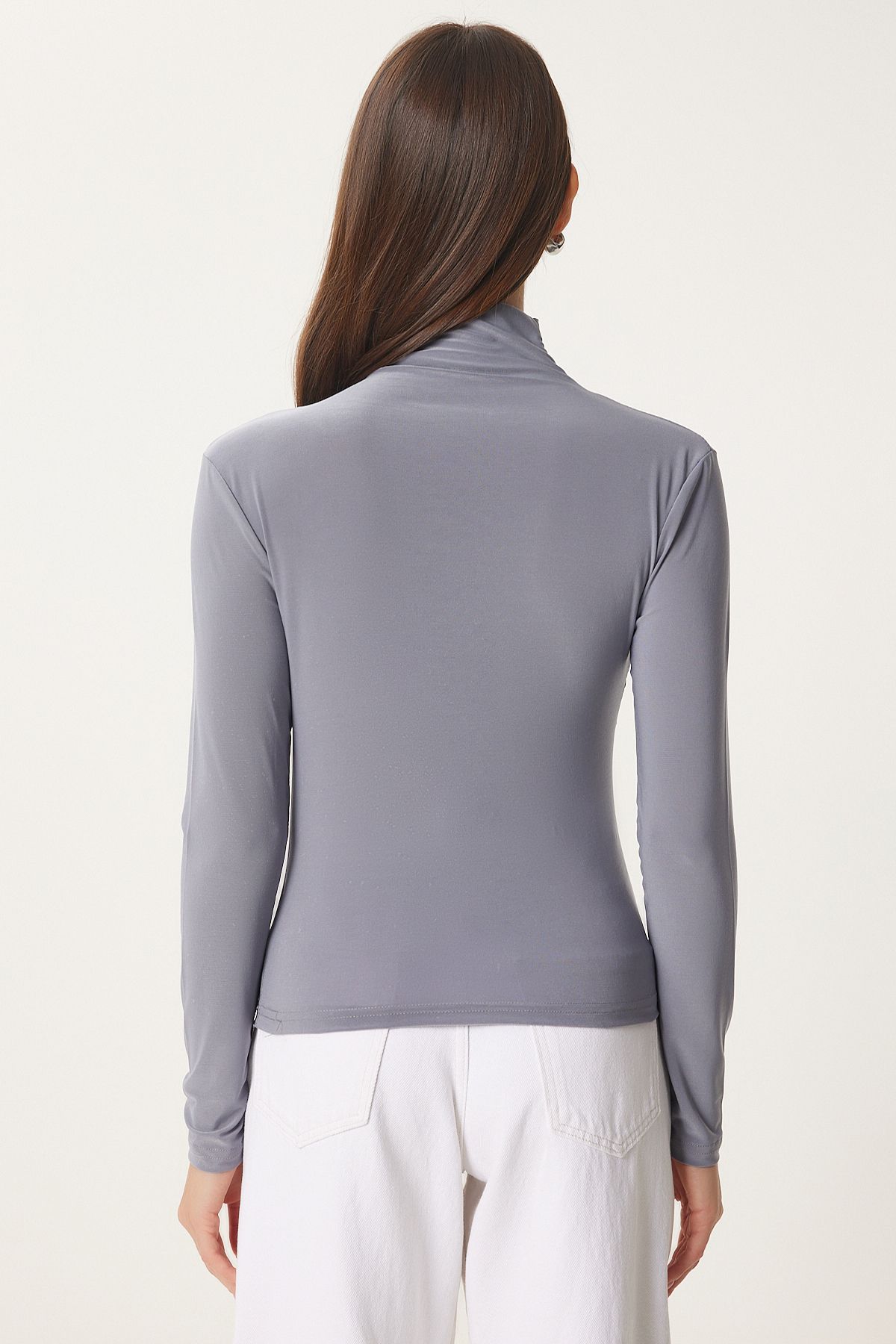 Female Gray Shirring Detailed Sandy Blouse FF00135