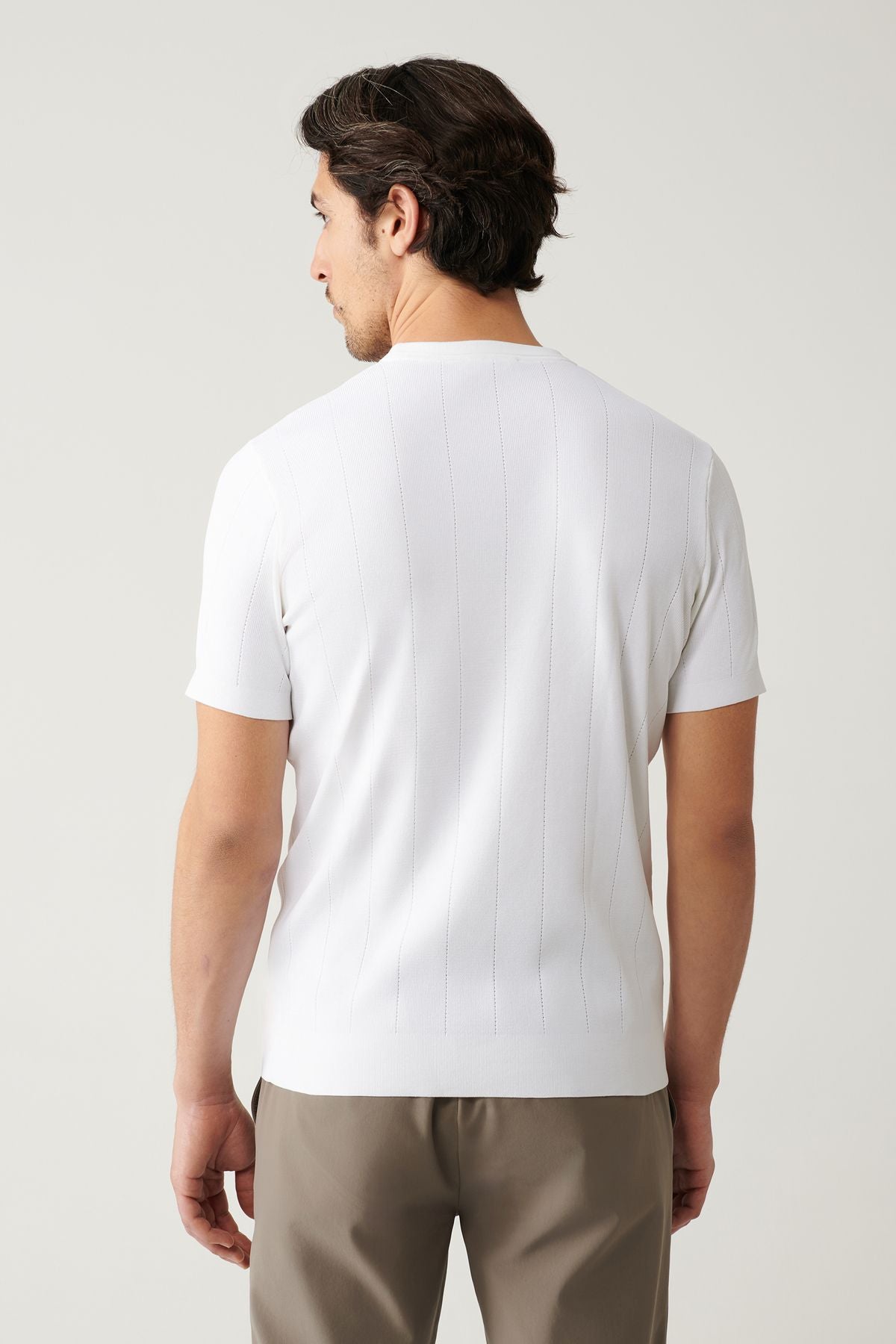 Men's Ecru Bicycle Collar Offer Triko T-Shirt A41y5058