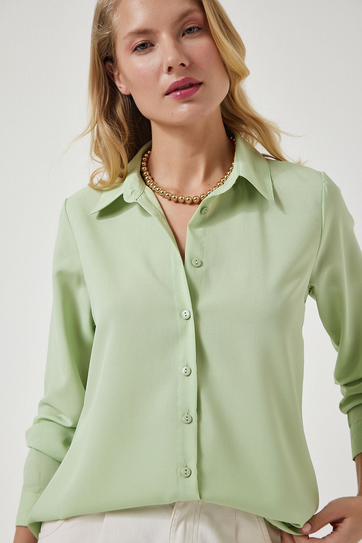 Woman Light Green Soft textured Basic Shirt DD01297