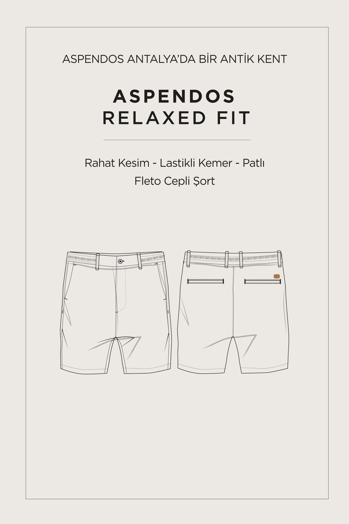 Men's Beige Waist Tire Soft key Aspendos Short A41y3735