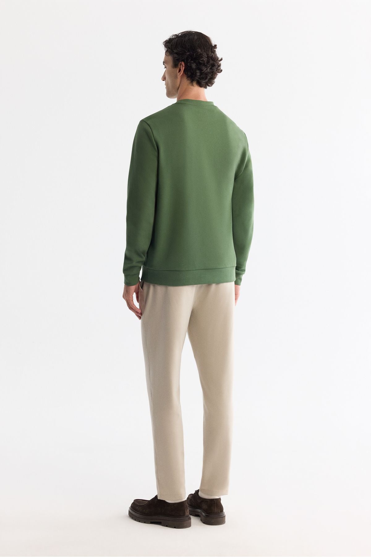 Men's Khaki Bicycle Cotton Cotton Printed Elastan Sweatshirt A42y1221