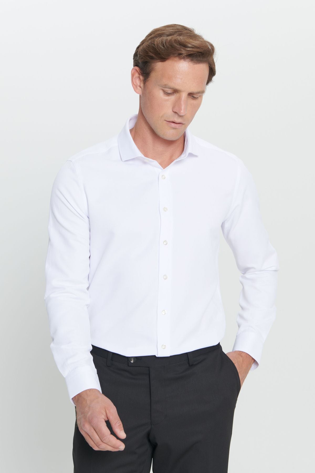 Men's white slim fit narrow cut italy