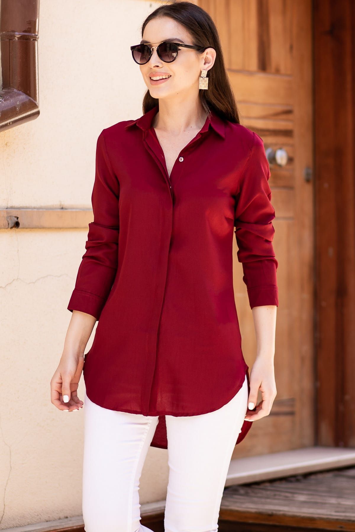 Women Bordeaux Tunic Shirt ARM-19Y001003