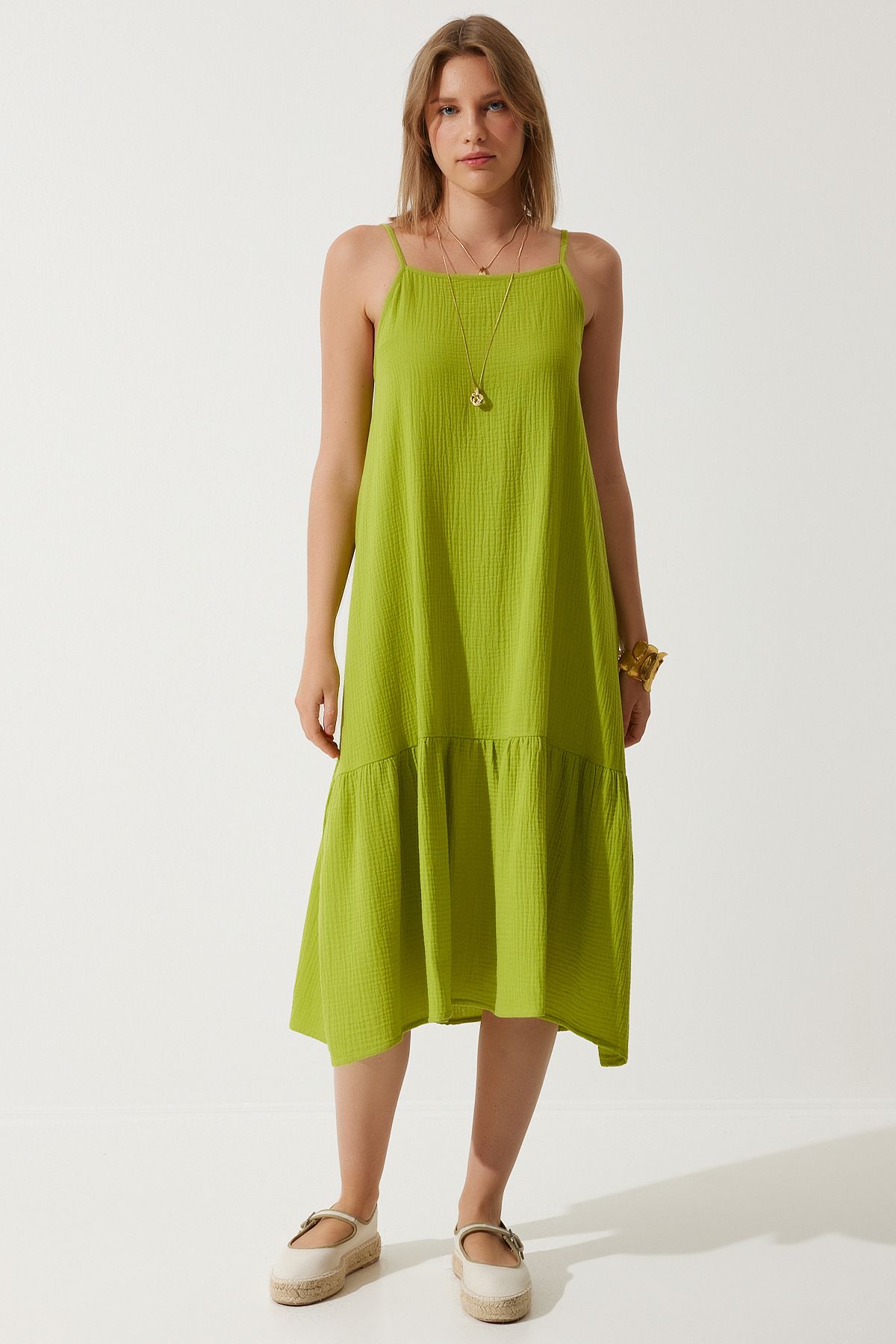 Female Peanut Green Summer with Plenty of Müslin Dress BP00163