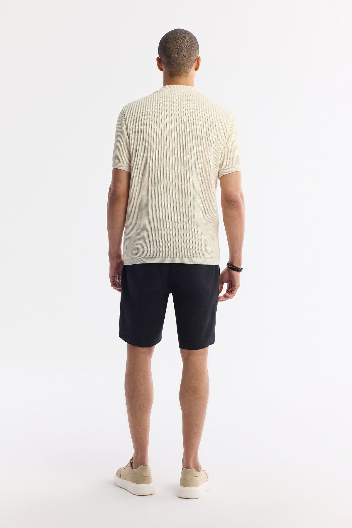 Men's Beige Polo Yaka Buttonless Offer Triko T-Shirt A51y5166