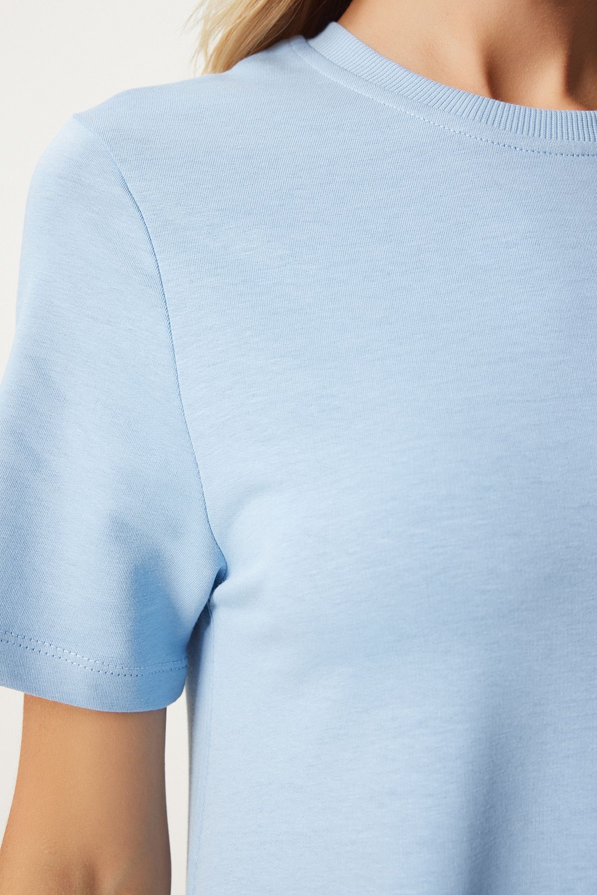 Woman sky blue A cut summer combed dress ub00060