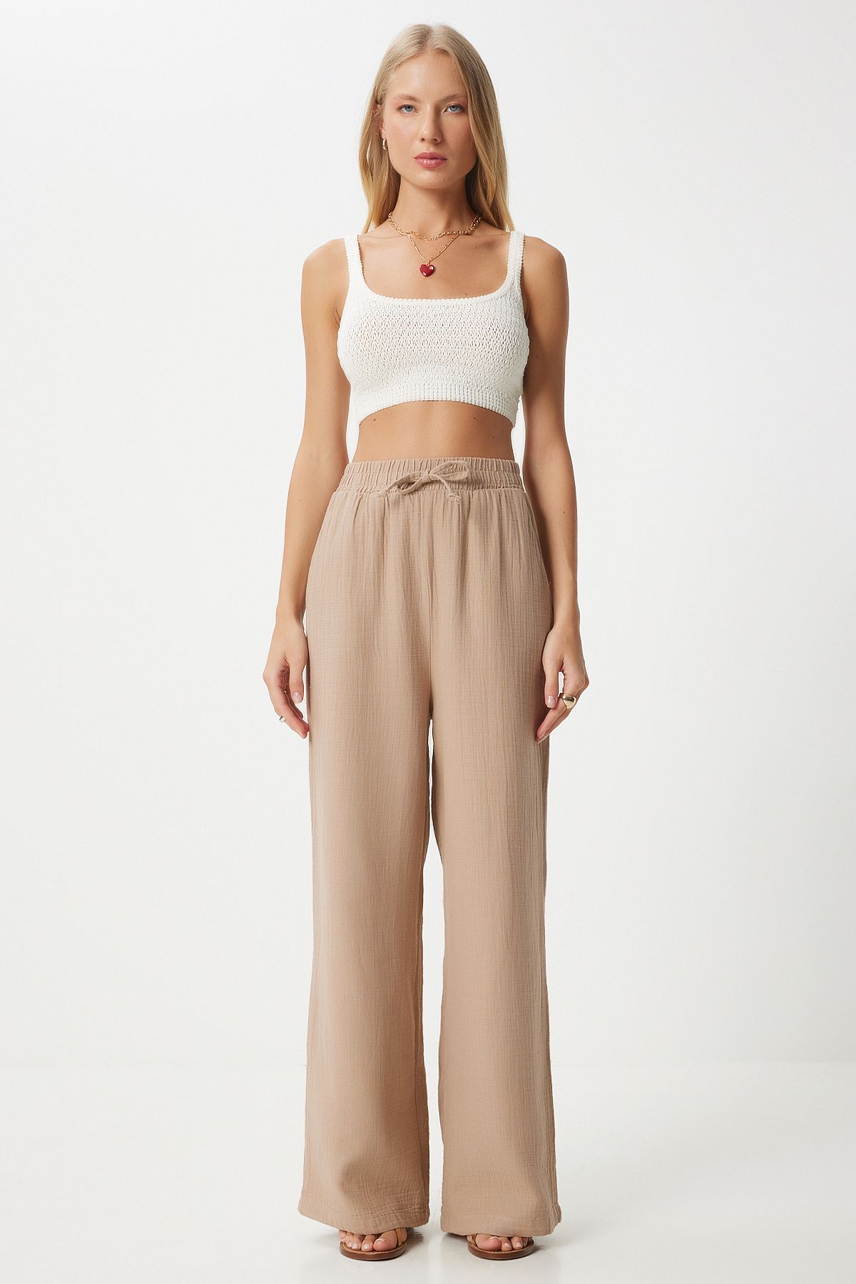 Female Biscuit Muslin Palazzo Pants MX00160