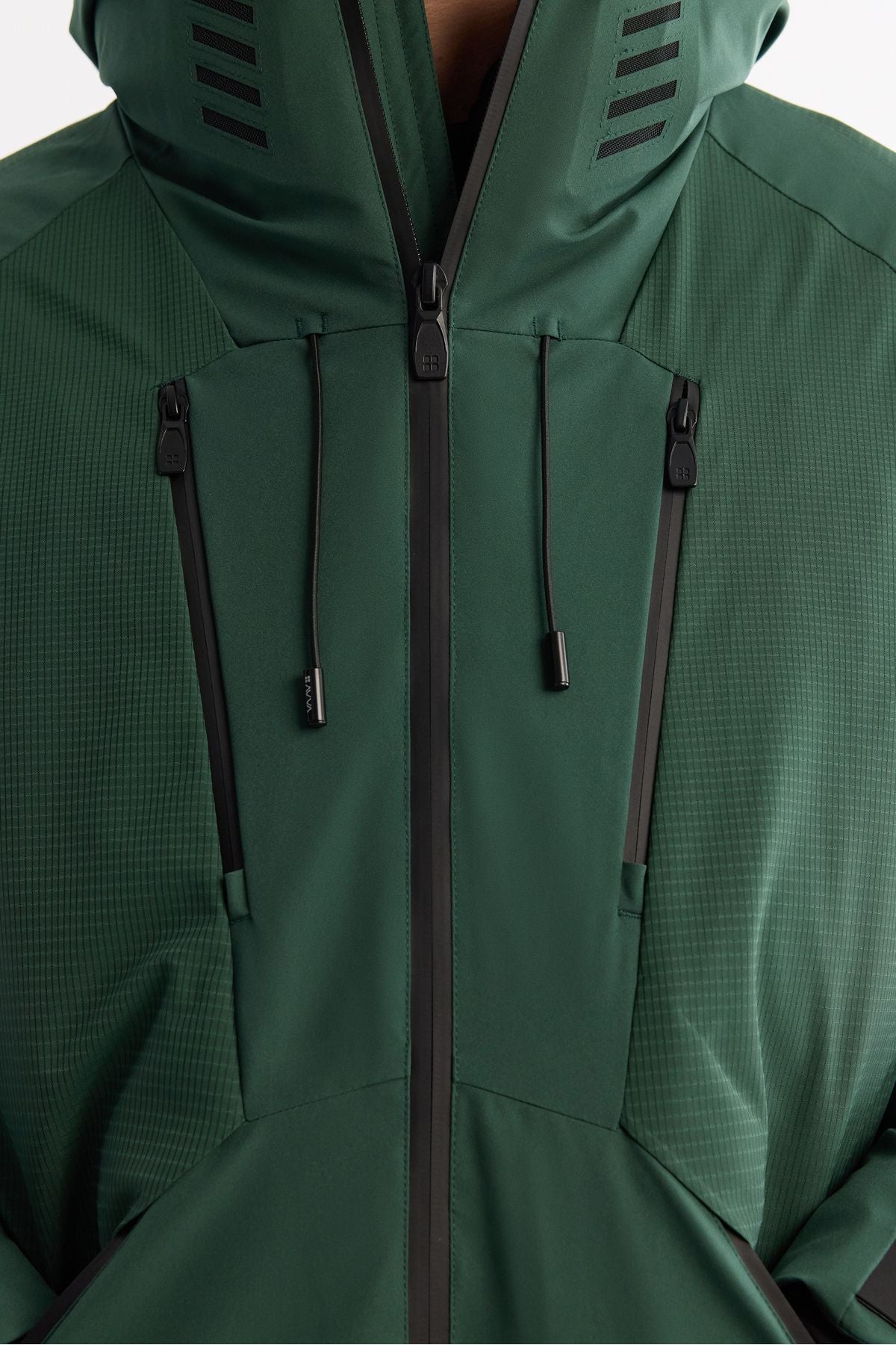 Men's green hooded water -driven windproof goose feather coat a42y6044