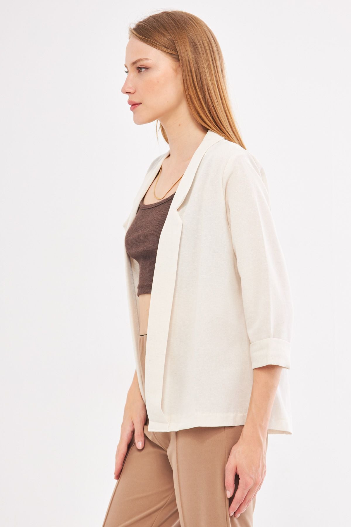 Woman Ecru Dual Arm Jacket ARM-24Y001085