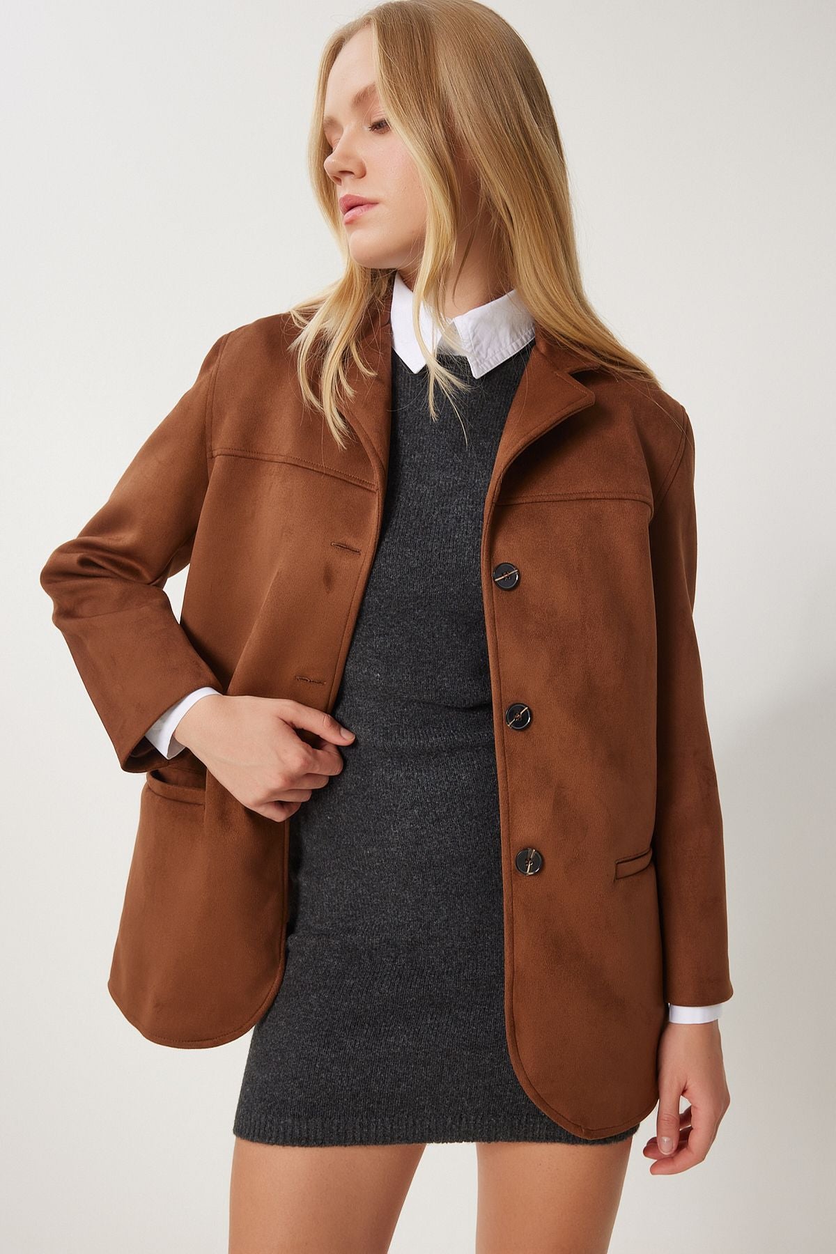 Female Brown Premium Suede Jacket FK00012