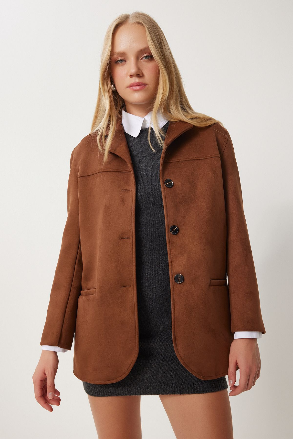 Female Brown Premium Suede Jacket FK00012