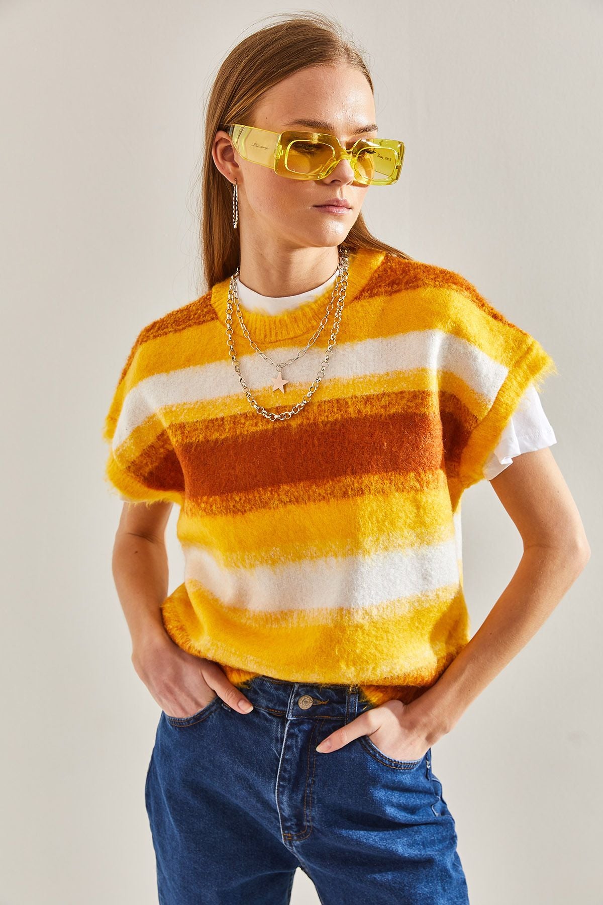 Female Bike Bike collar striped sweater
