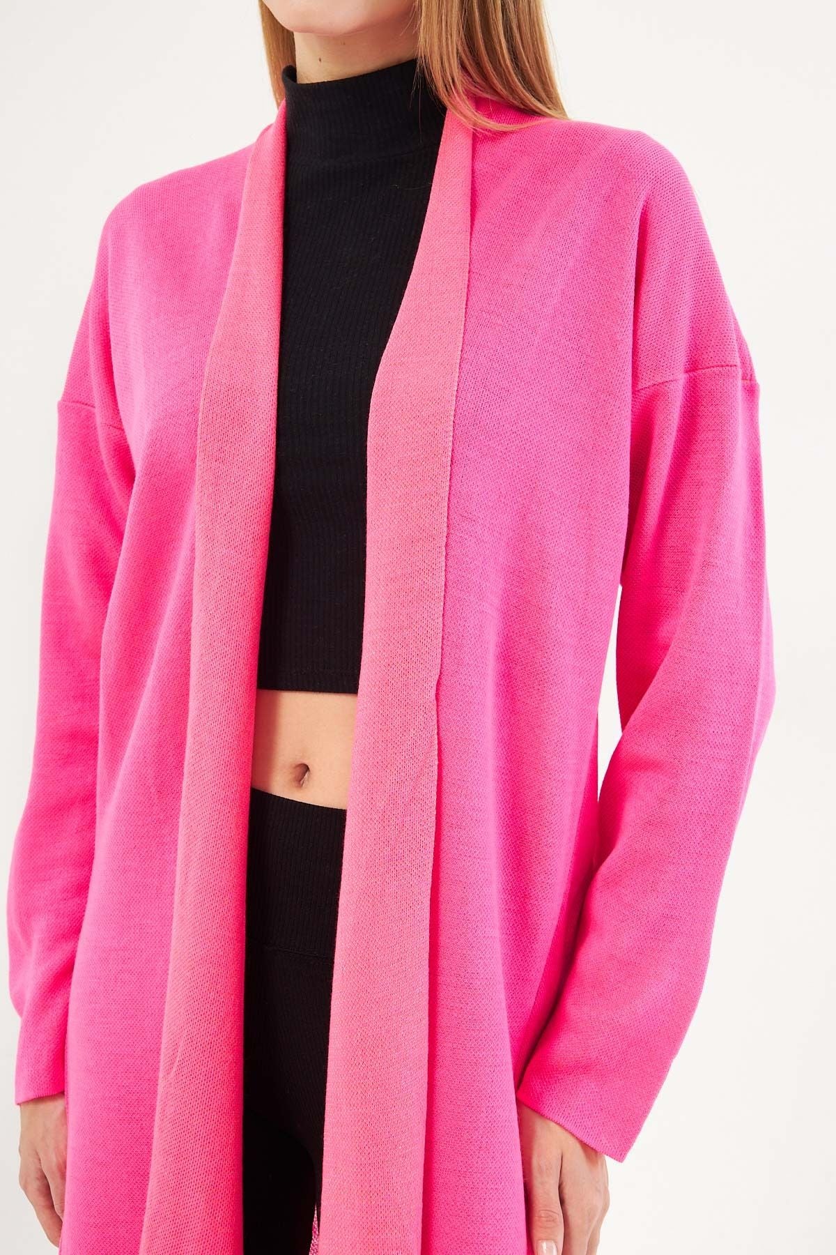 Women's Fuchsia Long Sleeve Thin Triko Cardigan ARM-25K012009