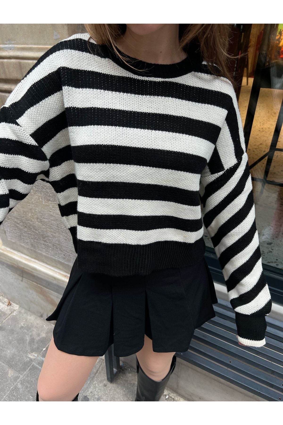 Female striped knitwear sweater