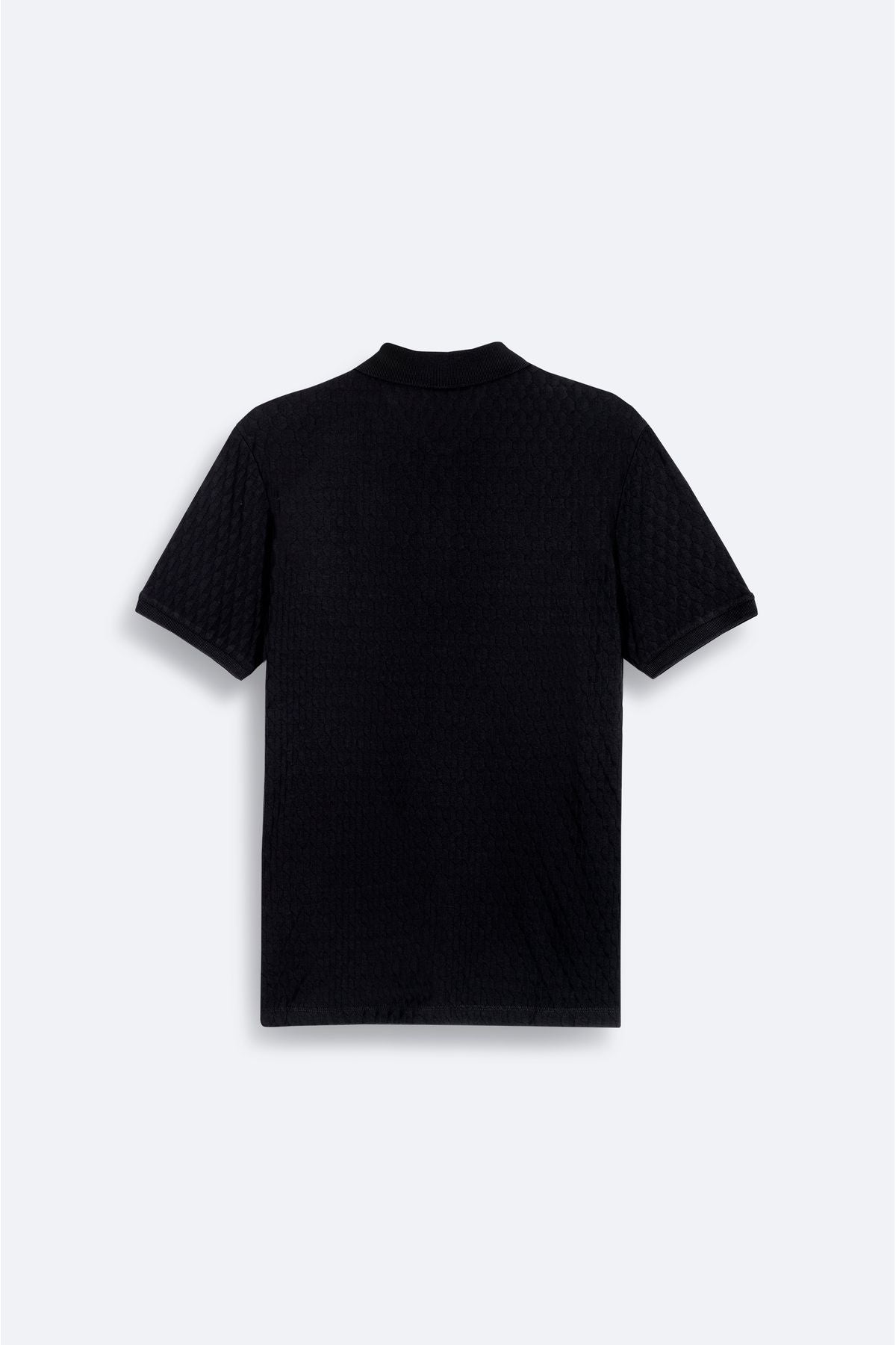 Men Black 100 %Cotton Jacquar Polo Yaka T-shirt A41y1196