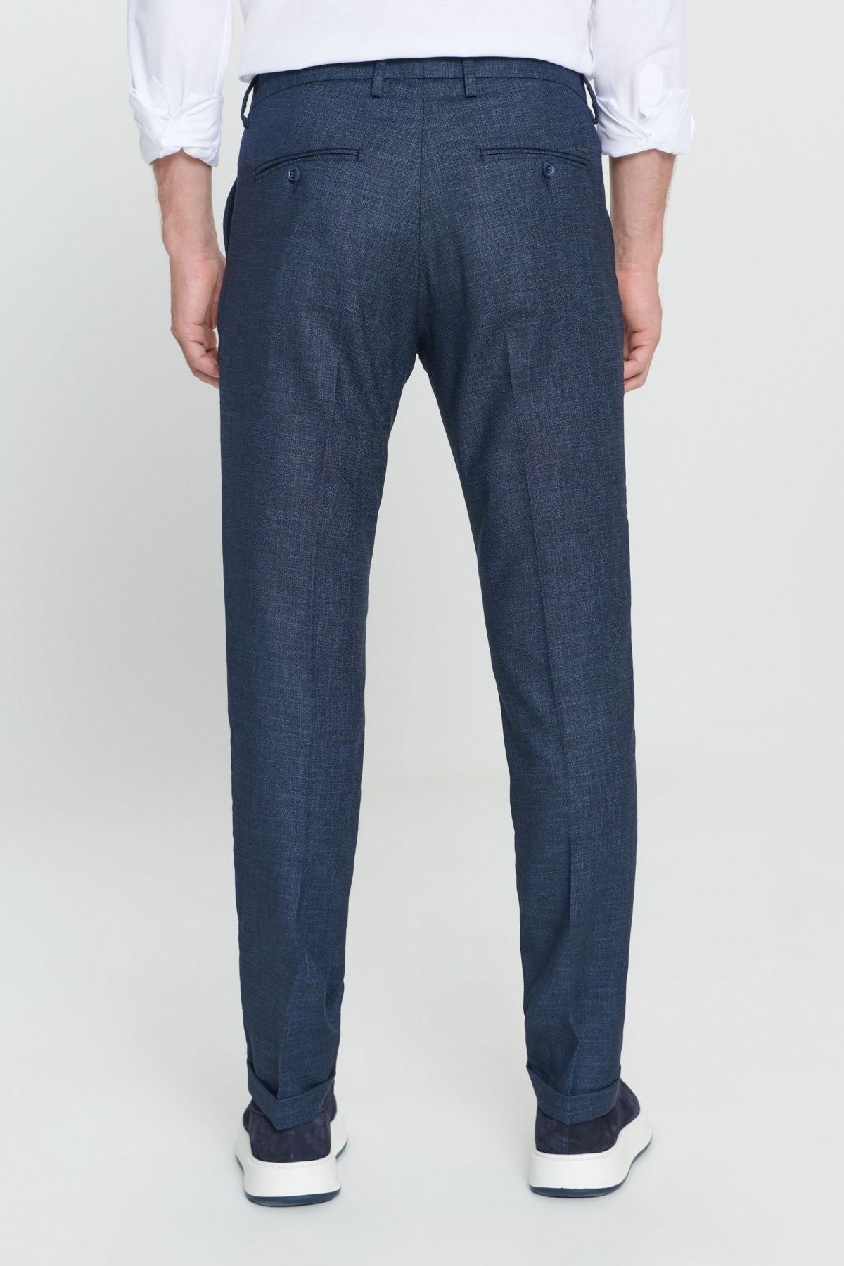 Men's navy blue comfort fit comfortable cutting side pocket patterned waist waist pants